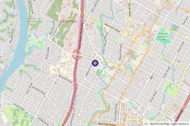 Map showing the location of Alchemy Wellness Med Spa in Austin, TX