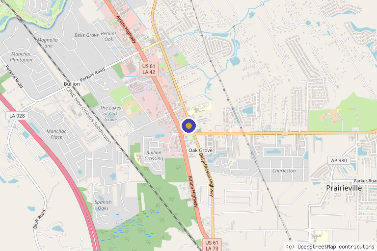 Map showing the location of Z Aesthetic Dermatology in Prairieville, LA