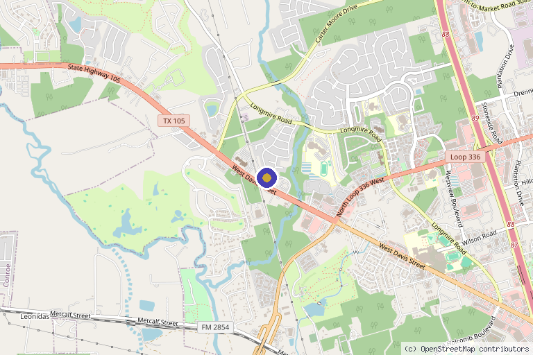Map showing the location of Sandstone Wellness | Aesthetics & Hormones in Conroe, TX