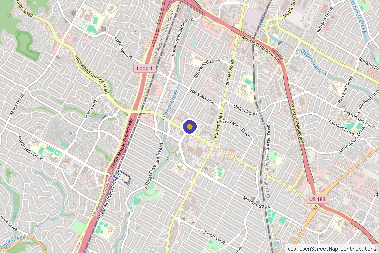 Map showing the location of IVitamin IV Lounge | @ The Village on West Anderson Lane in Austin, TX