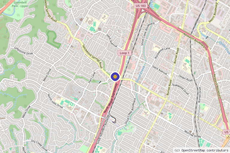 Map showing the location of Balcones Dermatology & Aesthetics in Austin, TX