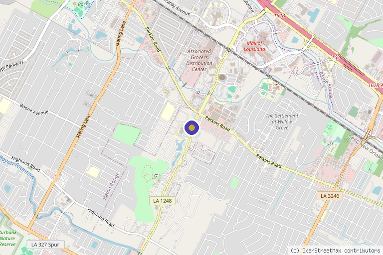 Map showing the location of Stephen W. Etheredge, M.D. (BROC Baton Rouge Orthopaedic Clinc – Sports Medicine) in Baton Rouge, LA