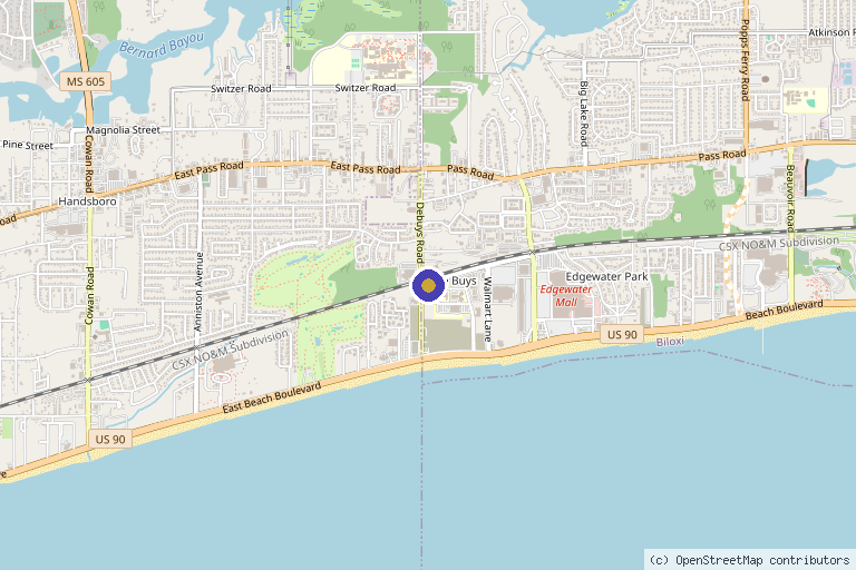 Map showing the location of Mississippi Orthopedic in Biloxi, MS
