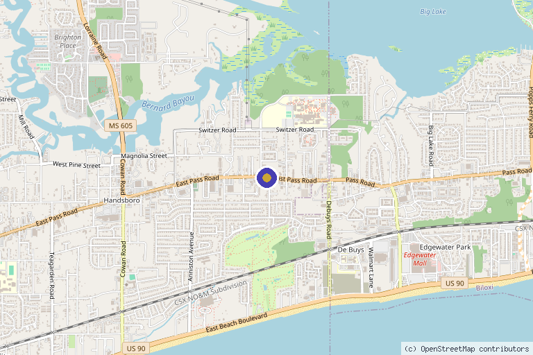 Map showing the location of Inception Telehealth & Wellness in Gulfport, MS
