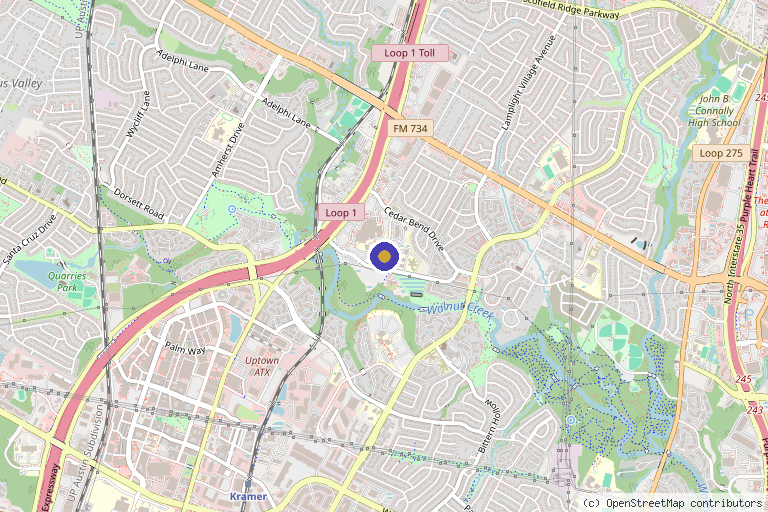 Map showing the location of Helio Health and Wellness in Austin, TX