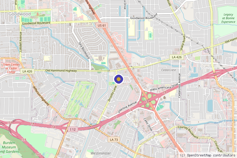 Map showing the location of Unique Aesthetics & Wellness in Baton Rouge, LA