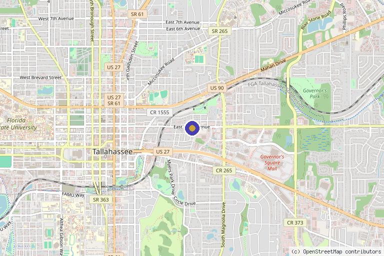 Map showing the location of Square One Aesthetics & Wellness in Tallahassee, FL