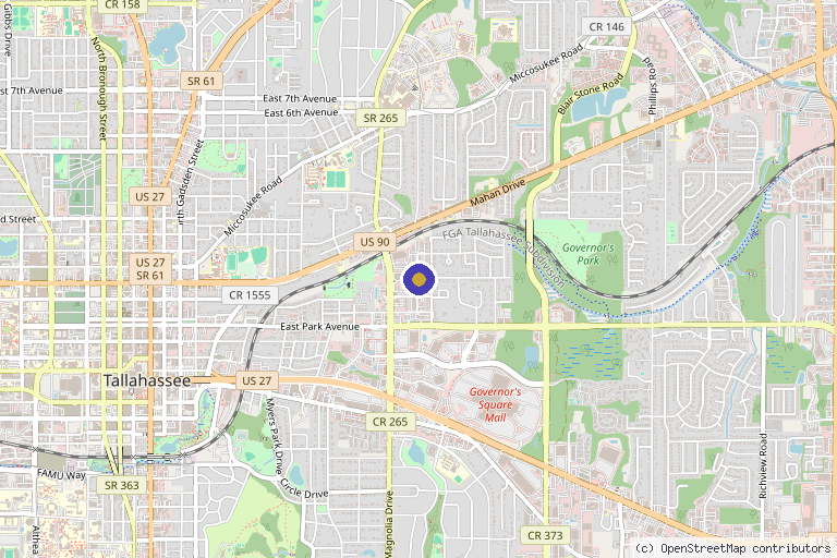 Map showing the location of Angela D. Myers, ARNP in Tallahassee, FL