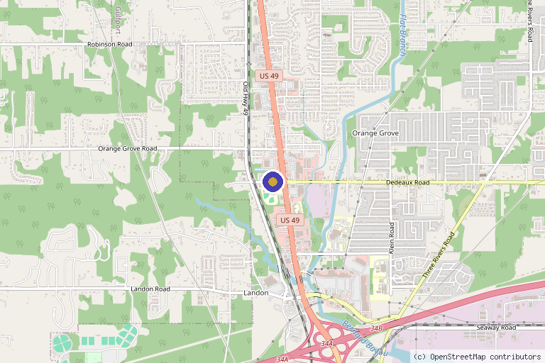 Map showing the location of Bienville Orthopaedic Specialists – Orange Grove (Gulfport) in Gulfport, MS