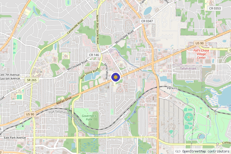 Map showing the location of Seven Hills Aesthetics in Tallahassee, FL