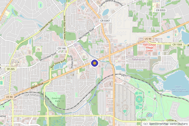 Map showing the location of Medical Marijuana Treatment Clinics of Florida in Tallahassee, FL