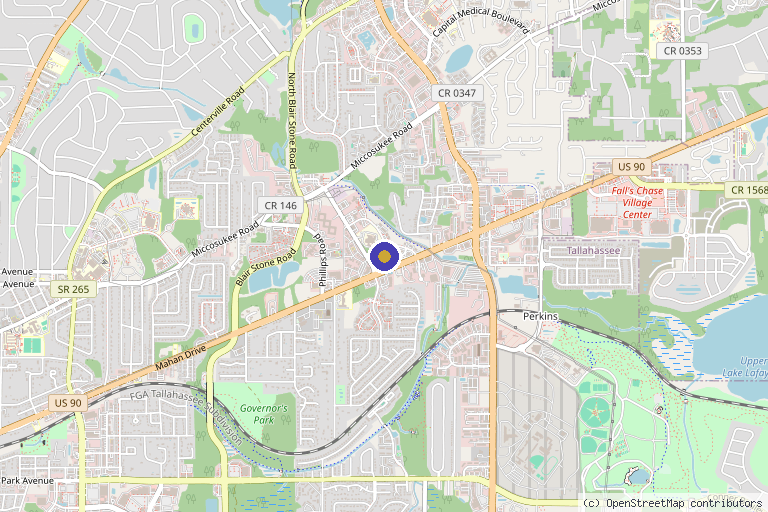 Map showing the location of Tallahassee Wellness in Tallahassee, FL