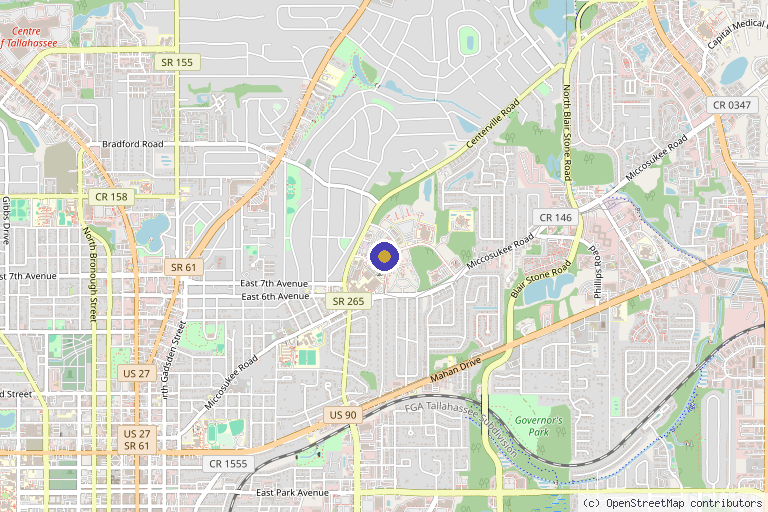 Map showing the location of Healogics, LLC in Tallahassee, FL