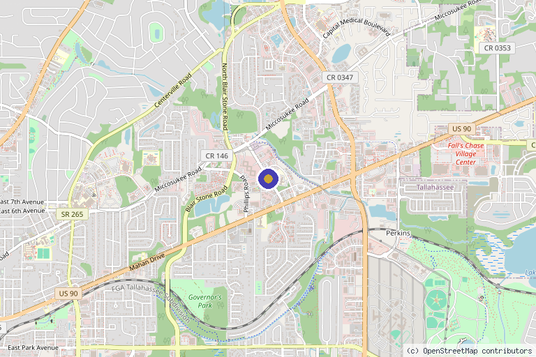Map showing the location of Wellness Medical Clinic in Tallahassee, FL