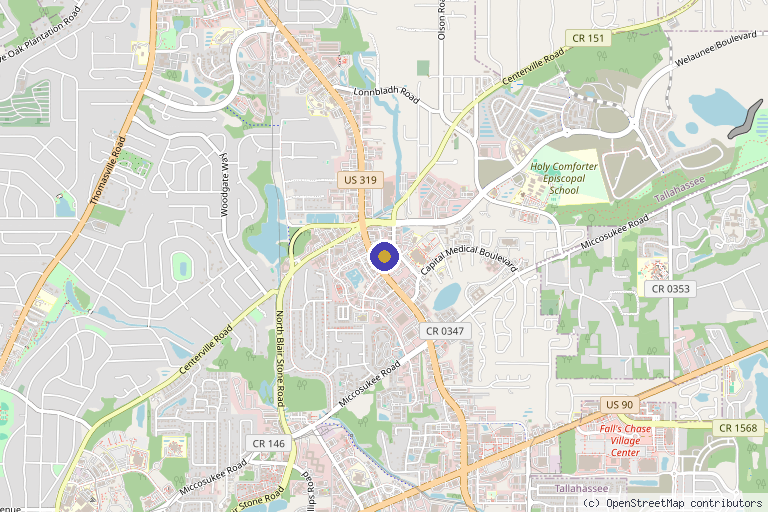 Map showing the location of Max Shokat, DO in Tallahassee, FL