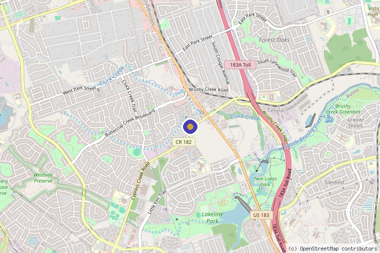 Map showing the location of Softwave Therapy of Cedar Park in Cedar Park, TX