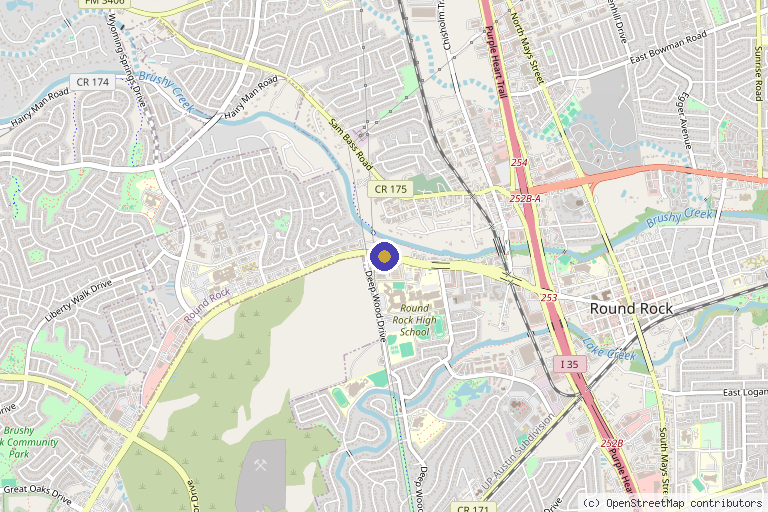 Map showing the location of ATX Hyperbarics – Round Rock in Round Rock, TX