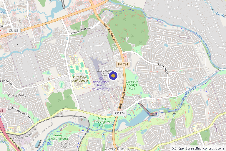 Map showing the location of MedFusion Wellness in Cedar Park, TX