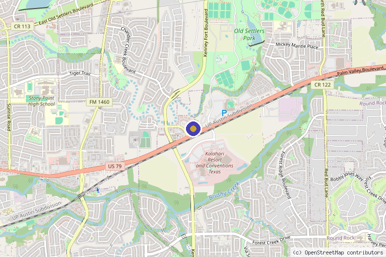 Map showing the location of Kraken Massage & Body in Round Rock, TX