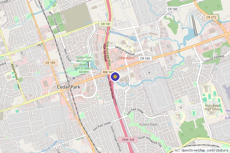 Map showing the location of Skin by Deep Roots in Cedar Park, TX