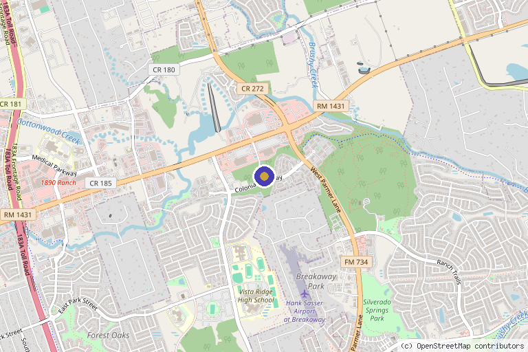 Map showing the location of The Aesthetic Edit ATX in Cedar Park, TX