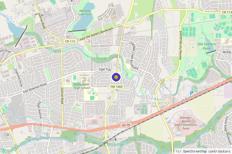 Map showing the location of Georgetown Wellness & Weightloss Clinic in Round Rock, TX