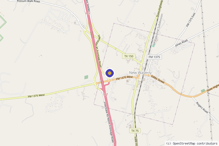 Map showing the location of Essential IV Therapy & Aesthetics in New Waverly, TX