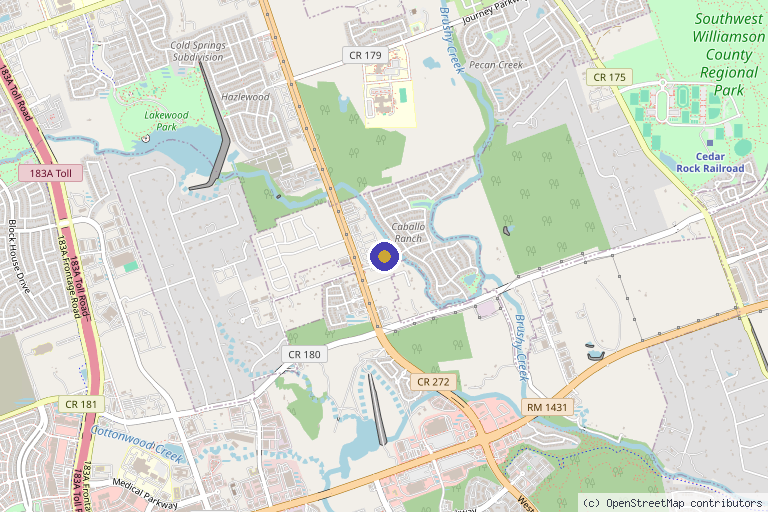 Map showing the location of The Wellness Zone in Leander, TX