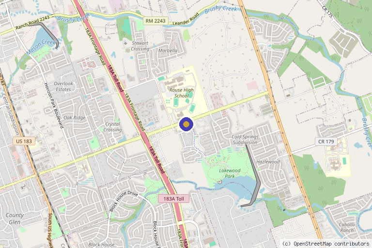 Map showing the location of Urban Chic Aesthetix in Leander, TX