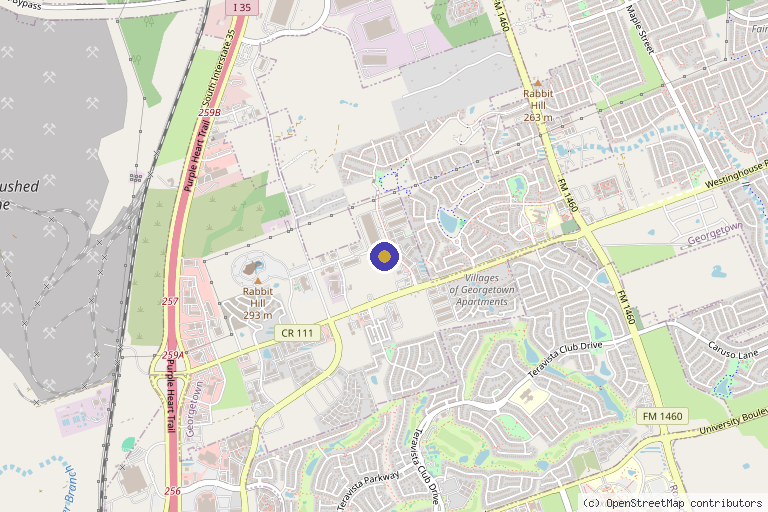 Map showing the location of Benjamin Szerlip, D.O. - Austin Orthopedic Institute in Georgetown, TX