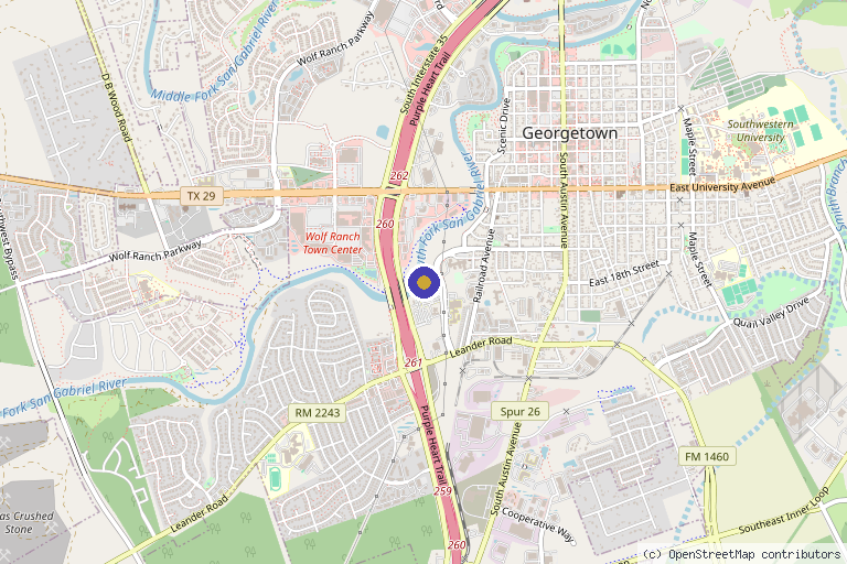 Map showing the location of Georgetown Interventional Pain in Georgetown, TX