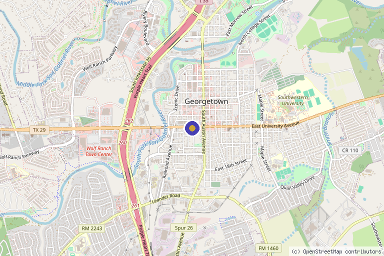 Map showing the location of Contour & Sculpt Aesthetics in Georgetown, TX