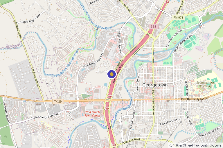 Map showing the location of Giselle’s Body Sculpting & Anti aging spa, LLC in Georgetown, TX