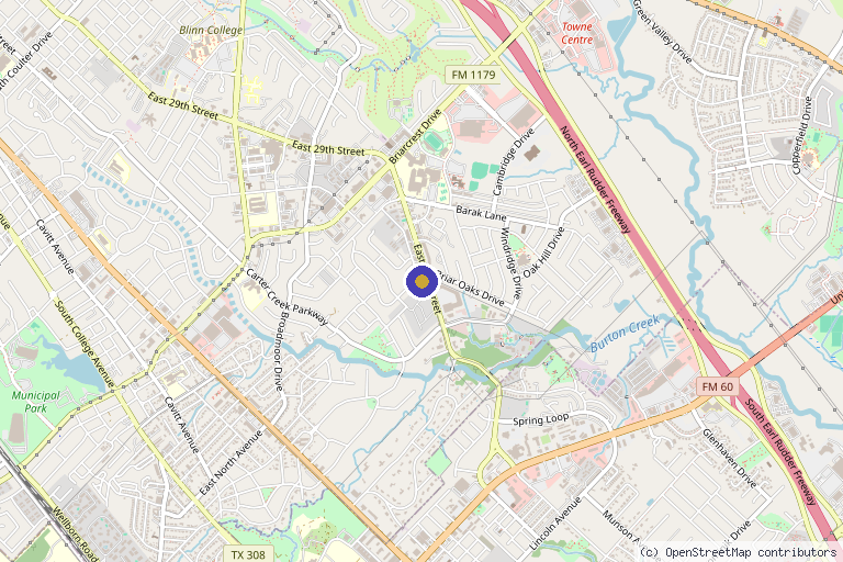 Map showing the location of Luna Skin in Bryan, TX
