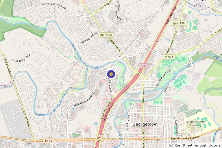 Map showing the location of Spa Luxe in Georgetown, TX