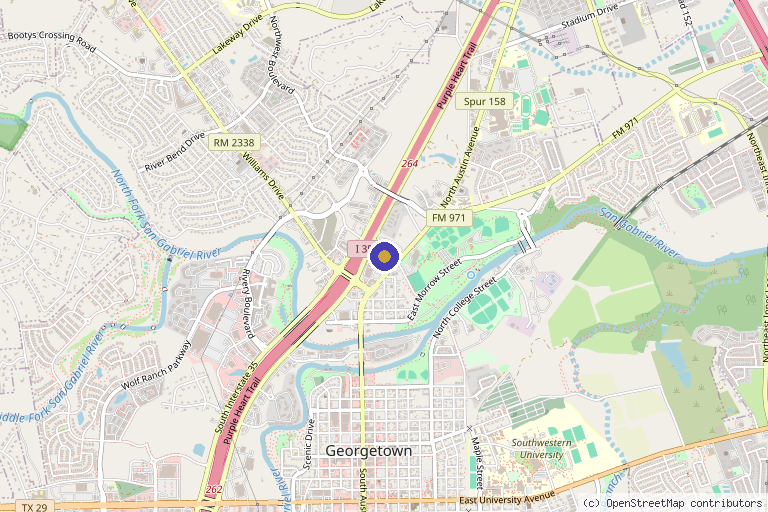Map showing the location of OsteoStrong Georgetown in Georgetown, TX