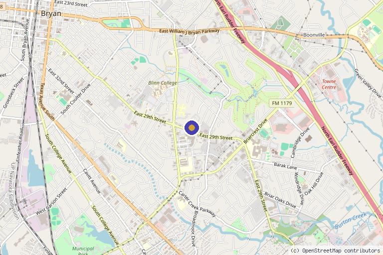 Map showing the location of Laurelle Family Health & Wellness Center in Bryan, TX
