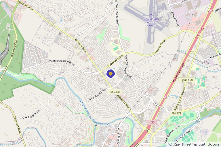 Map showing the location of Arise Sports Medicine in Georgetown, TX