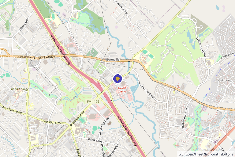 Map showing the location of Cutting Edge Wellness Clinic in Bryan, TX