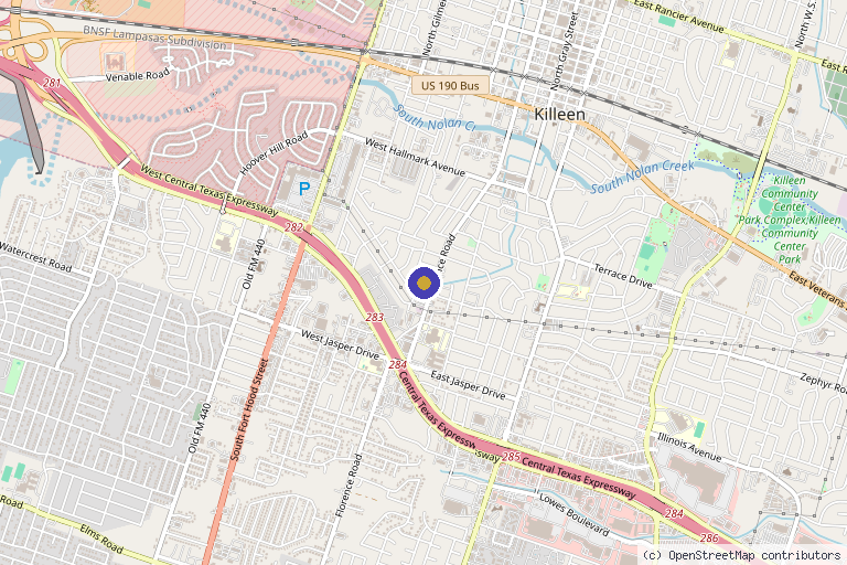 Map showing the location of Velvet Aesthetics in Killeen, TX