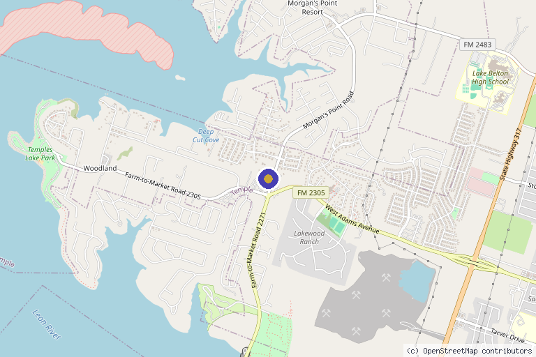 Map showing the location of Belton Health Spa in Belton, TX