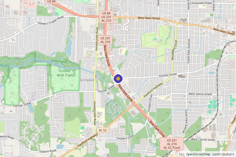 Map showing the location of Lash OrthoSpine and Sports in Dothan, AL