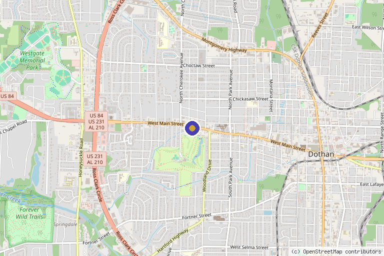 Map showing the location of Dermatology Associates Skin & Cancer Center in Dothan, AL