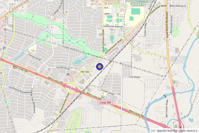 Map showing the location of TENASHI Elevated Aesthetics + Medicine in San Angelo, TX