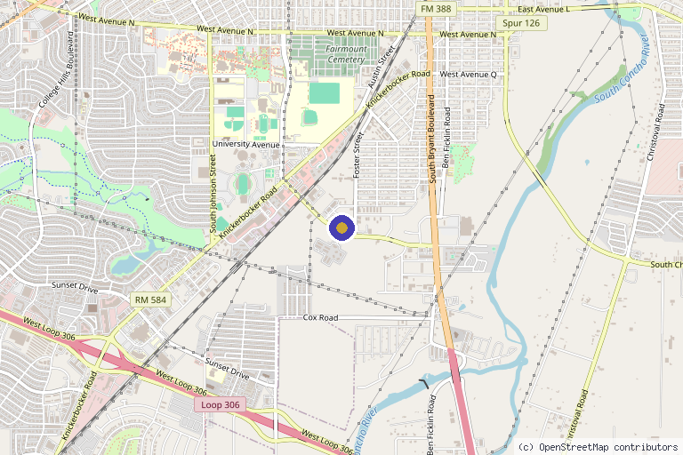 Map showing the location of The DRIPBaR in San Angelo, TX
