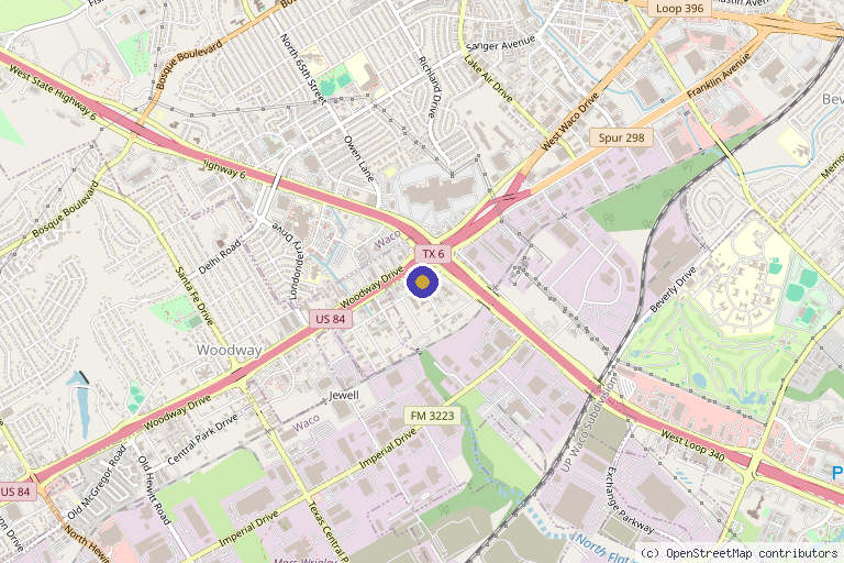 Map showing the location of Revitalize SkinMD in Waco, TX