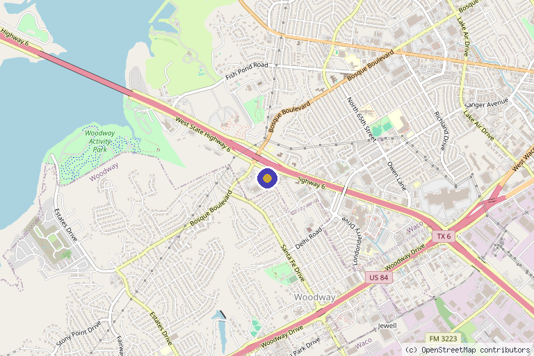 Map showing the location of Clark Wellness, Functional Medicine, Weight loss and IV therapy. in Waco, TX