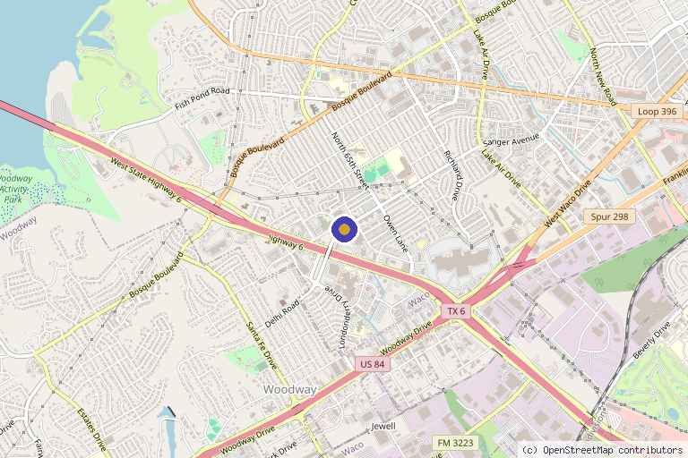 Map showing the location of Holos Wellness PLLC - Ketamine Treatment Waco in Waco, TX