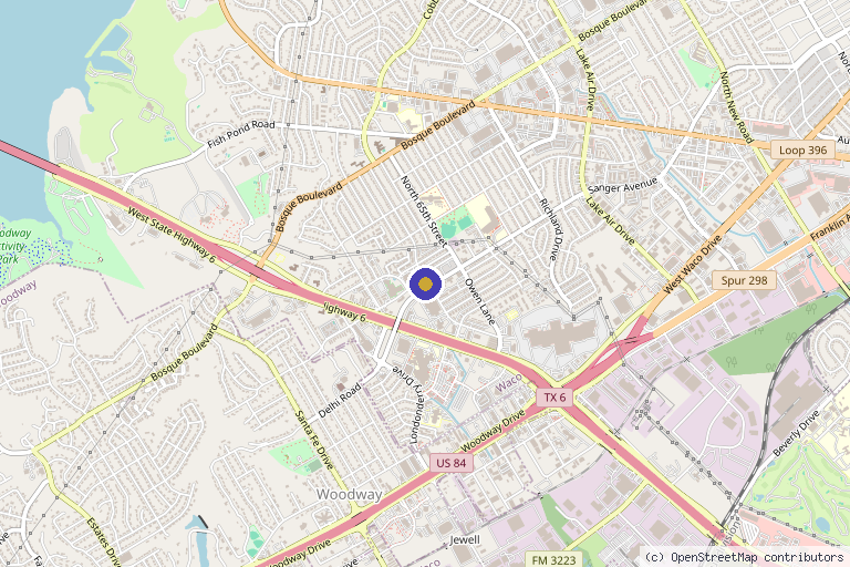 Map showing the location of Holos Medical Spa LLC in Waco, TX
