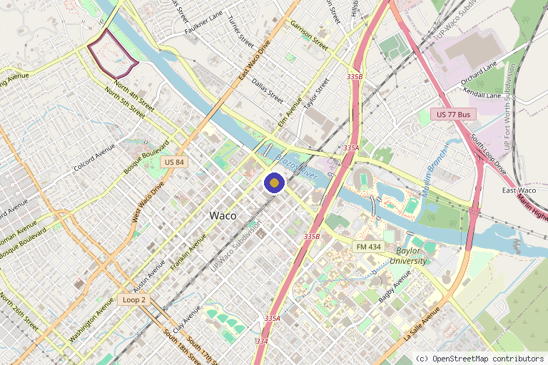 Map showing the location of I-Vit Wellness Lounge in Waco, TX